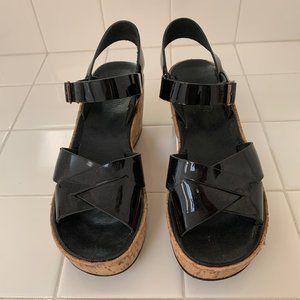 Kork Ease black patent leather sandals